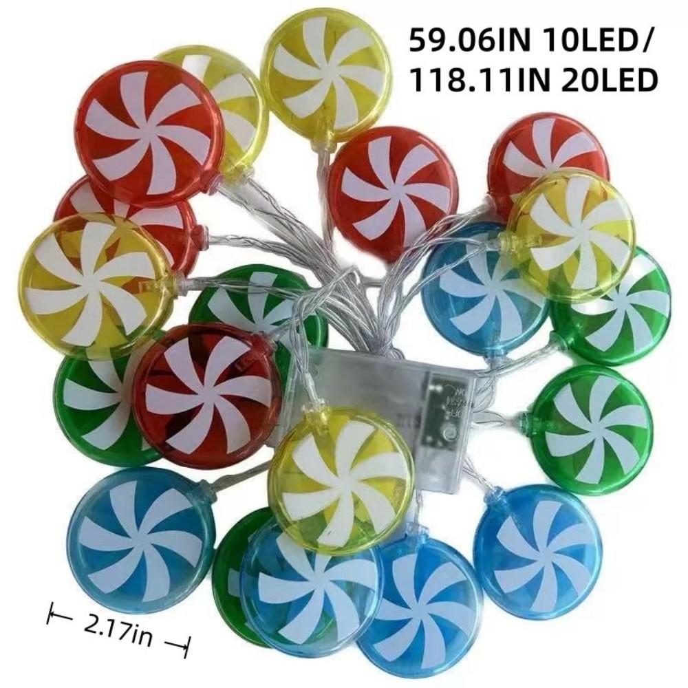 

Christmas Best-selling Colorful Candy String Lights LED Battery Box Fairy Lights Night Market Stall Atmosphere Windmill Lollipop Lights 1PC 1.5M 10LED