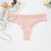 Women's Ribbed Cotton Underwear Lace Trim Low Waist Briefs Soft Stretchy Bikini Panties Seamless Underpants for Daily Wear