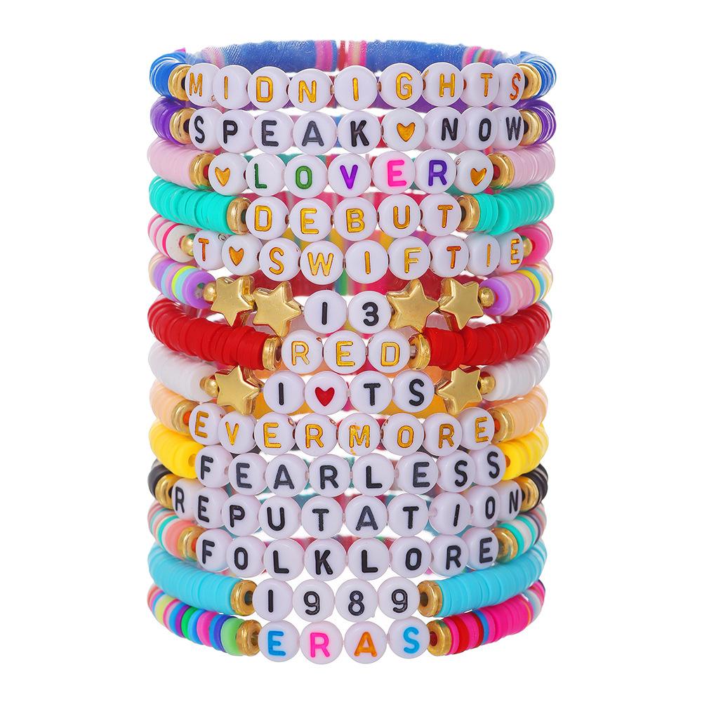 11/14 PCS Colorful Friendship Bracelets for Taylor Swift Fans Album Bracelets Letter Beads Bracelet for Tween Girl Party Favors