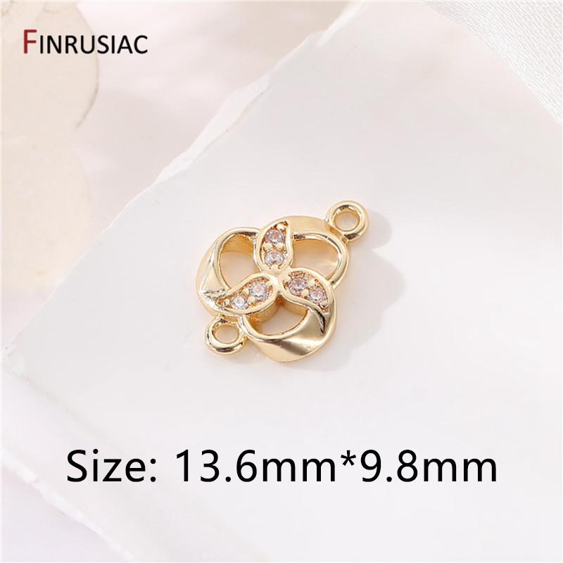 

14K Gold Plated Brass Inlaid Zircon Connectors For Bracelets Making Handmade Material DIY Jewelry Accessories Crafts 1 piece