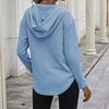 New Women's V-Neck Waffle Knit Hoodie, Drawstring Pocket Pullover with Long Sleeves, Casual & Sporty Lounge Top for Daily Wear