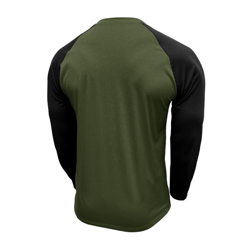 Men's Casual Sporty Color-blocked Top, Men's Round-neck Long-sleeved Top