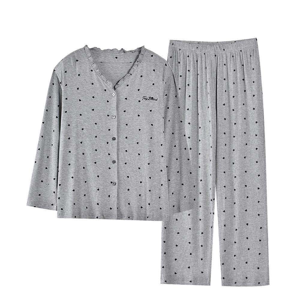 Women's Spring & Autumn Modal Pajama Set: Cardigan, Long Sleeve, Loose Fit, Plus Size