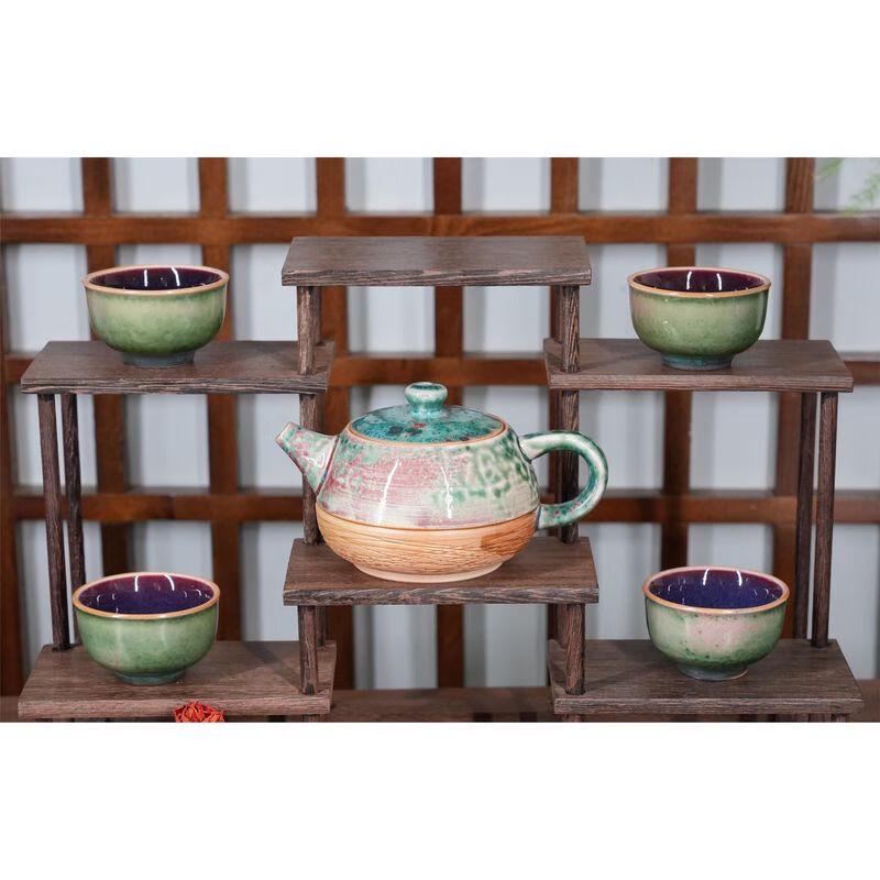 Набор фарфоровых чайников и чашек ручной работы Цзюнь porcelain от Сюй Кэнина, 4 чашки