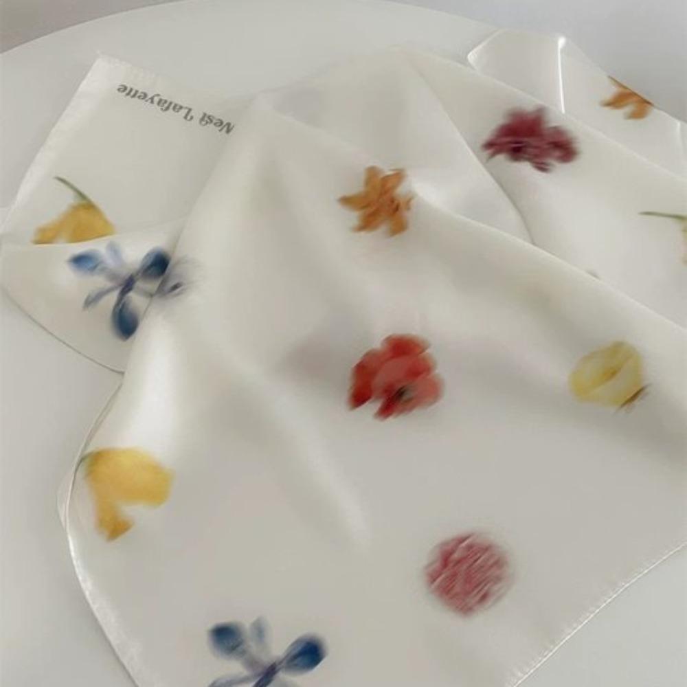 Graceful Blurred Flowers Hair Scarf Flower Butterfly Scarves Fashion Puppy Hair Band Girls