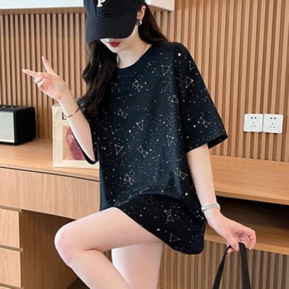 Navava Women Loose FiT ShorT Sleeve T shirT nT2621 sTar prinT