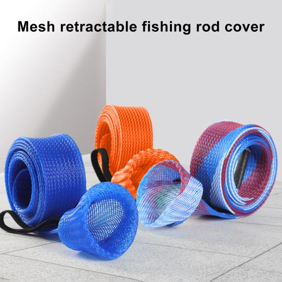 170CM Fishing Rod Sleeve with Capped Tip Stretch Breathable Mesh PET Lightweight Foldable Fishing Pole Protector Fishing Accessories