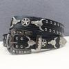 Crocodile Pattern Western Riveted Bull Head Leather Belt - Punk Y2K Unisex