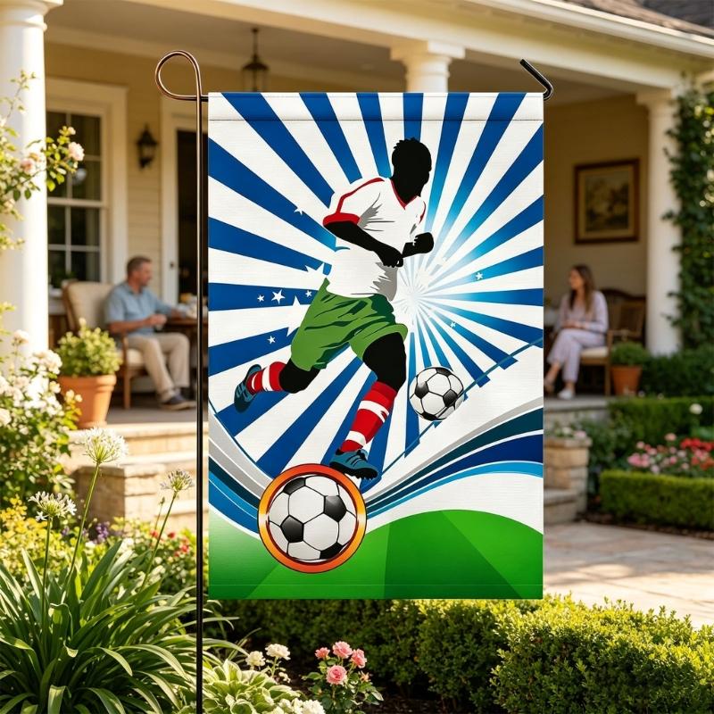 Bold 30x45cm Football Themed Yard Flag Produced Of Strong Cloth For External Decoration
