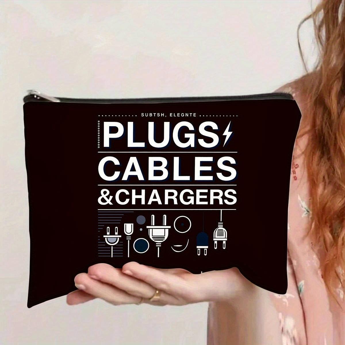 

1PC Cosmetic Cable Travel Storage Bag Zippered Makeup Toiletry Organizer,Portable Charging Cable Storage Large Capacity Bag чорний