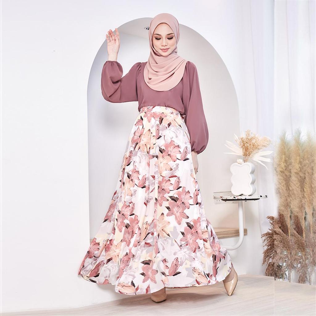 Middle Eastern & Southeast Asian Print A-Line Mid-Length Skirt