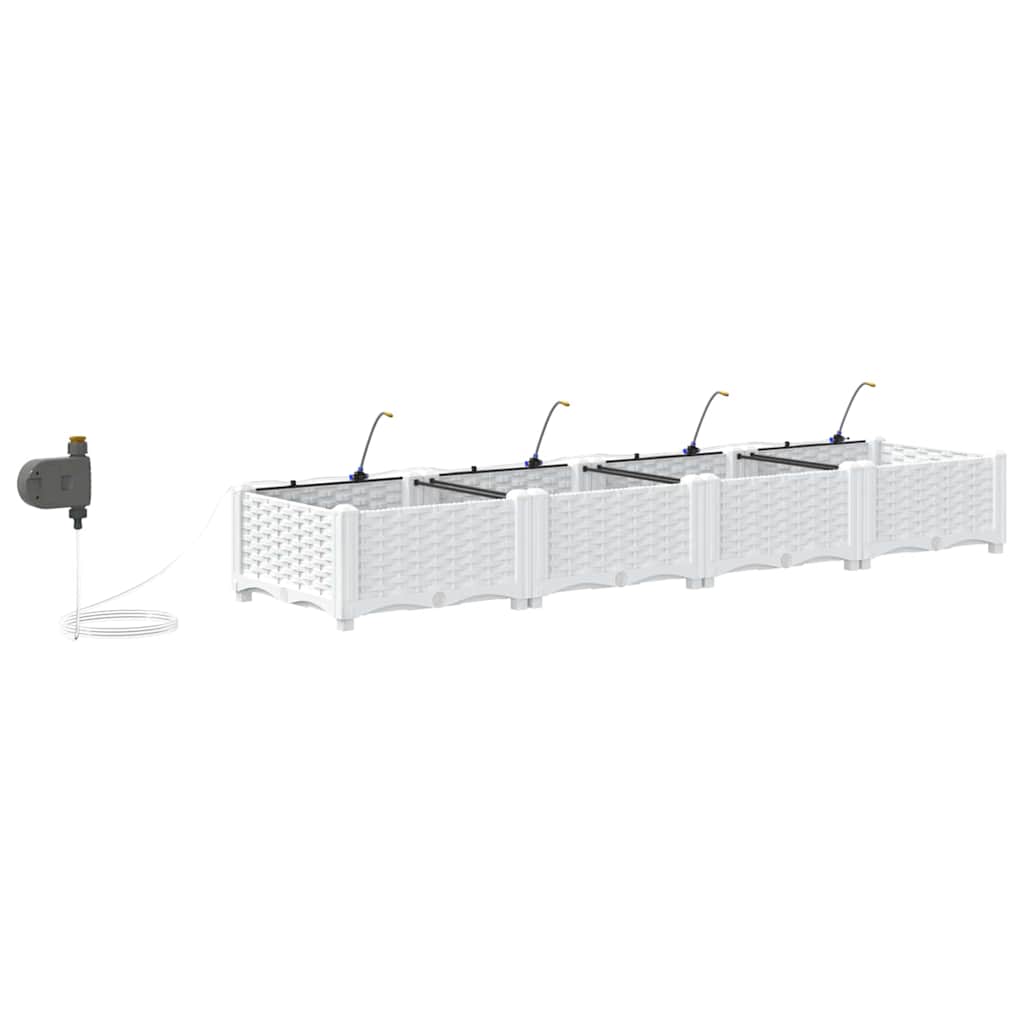Garden Planter Set 4 pcs White 160 x 40 x 22 cm Plastic
