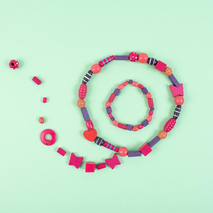 Diy Wooden Beads Macrame Mix Pink Purple 250