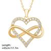 Zircon Heart Pendant Necklace with Smooth Figure-Eight Form, Polished Alloy Construction Neckchain, and Electroplated Finish