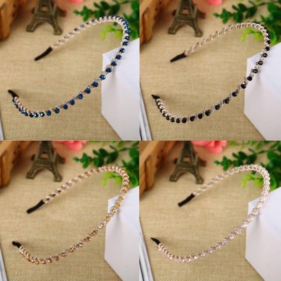 Fashion Single Row Handmade Girls Headband Rhinestones Women Hair Hoop Headwear
