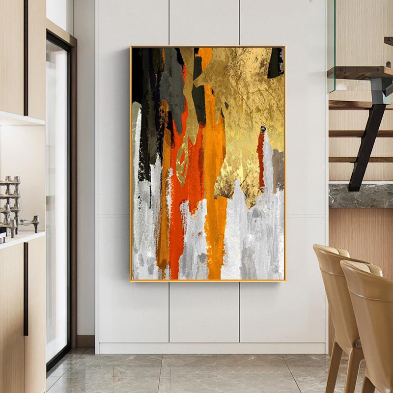 Abstraktní plátno Malba Moderní domov Zlatá fólie Plakáty a tisky Skandinávské nástěnné obrazy pro obývací pokoj Bez rámu