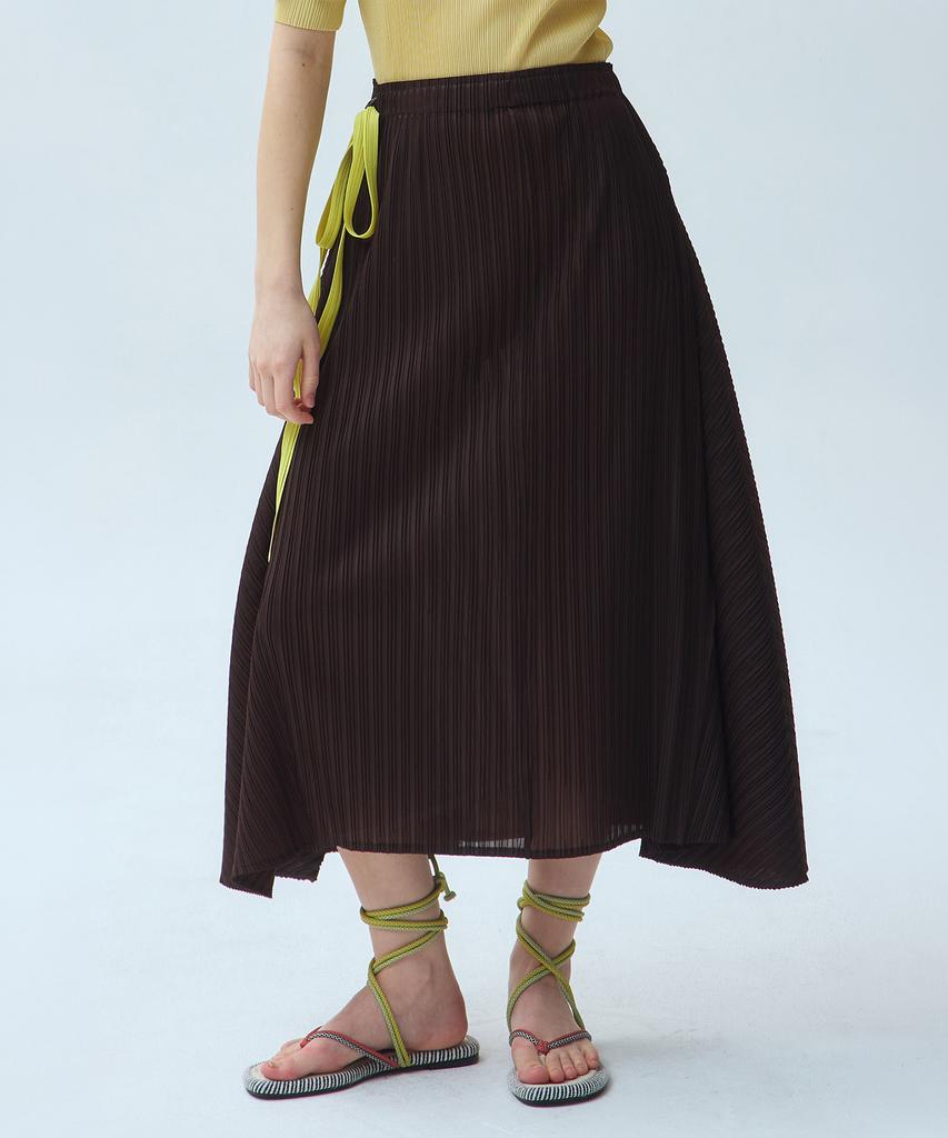 Waiowai Color Strap Pleated Long Skirt_2 Colors