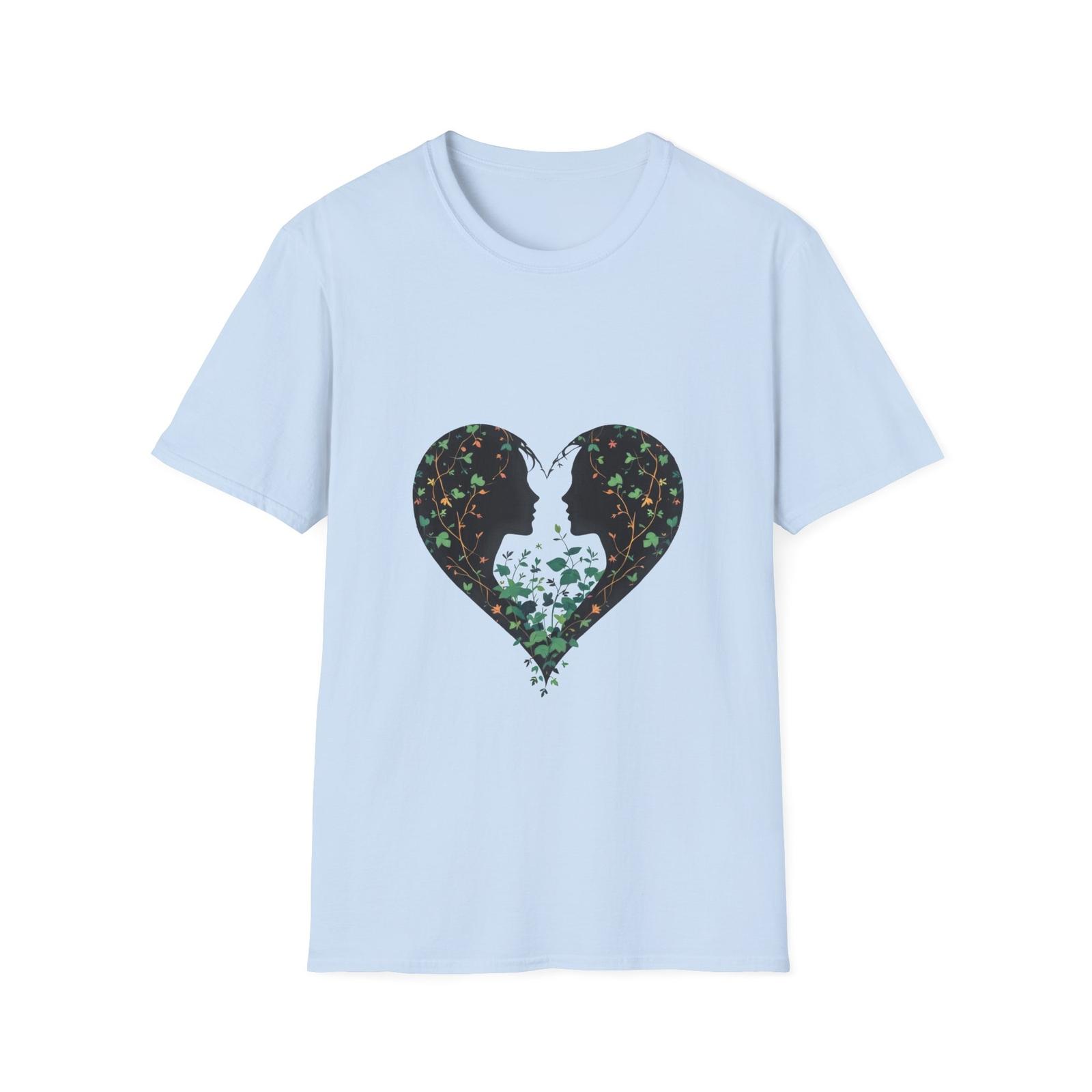 Pure Love Nature-Inspired Love T-Shirt Organic Cotton Tee, Heart Design Gift S