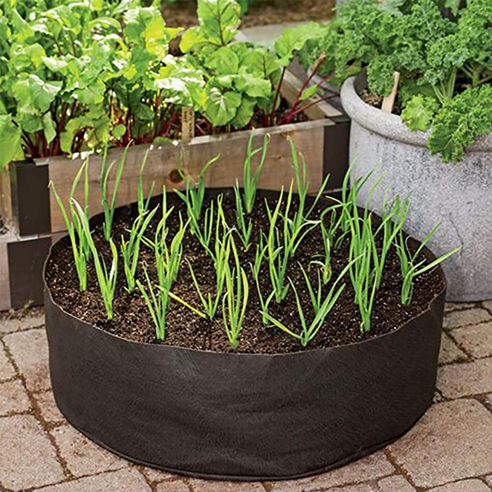 Black Round Felt Planting Pot Non woven Fabric Grow Bag for Garden Vegetable Potato 50x20cm