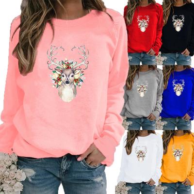 Herbst und Winter Damen Weihnachten Thema Druck Pullover Rundhals Langarm Casual Sweatshirt Plus Size Top