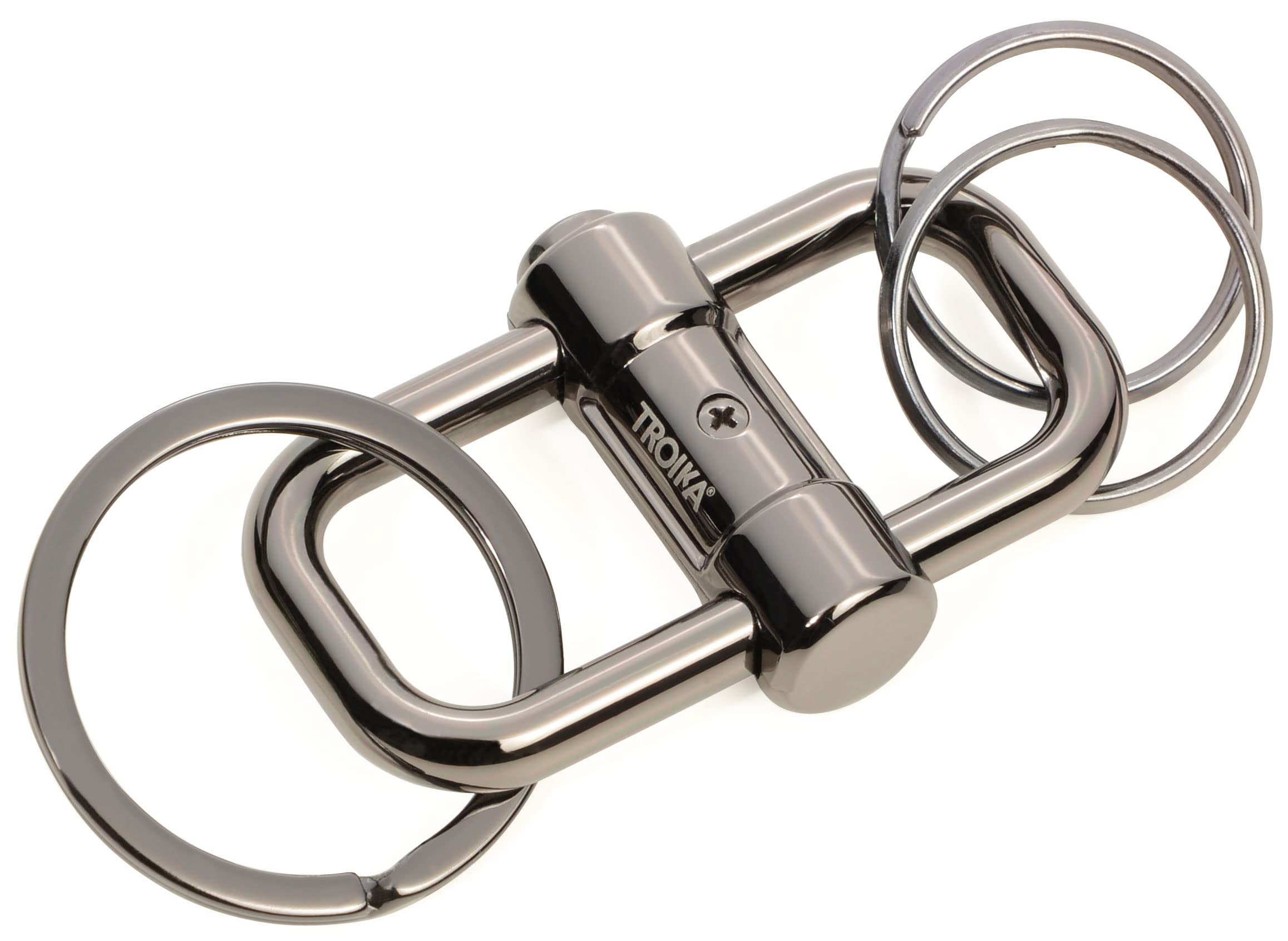 

Troika Keyring, Two-Way Key Slide Lock Keychain with Button-to-Unlock and 3 Rings (Gunmetal)