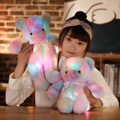 1pc 30 /50cm Creative Colorful Teddy Bear Plush Pillow Stuffed Animals Led Bear Luminous Plush Toy Glowing Dolls Christmas Gifts