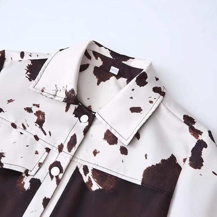 2024 Women's Autumn European & American Style Turn-Down Collar Printed Jacket with Long Sleeves