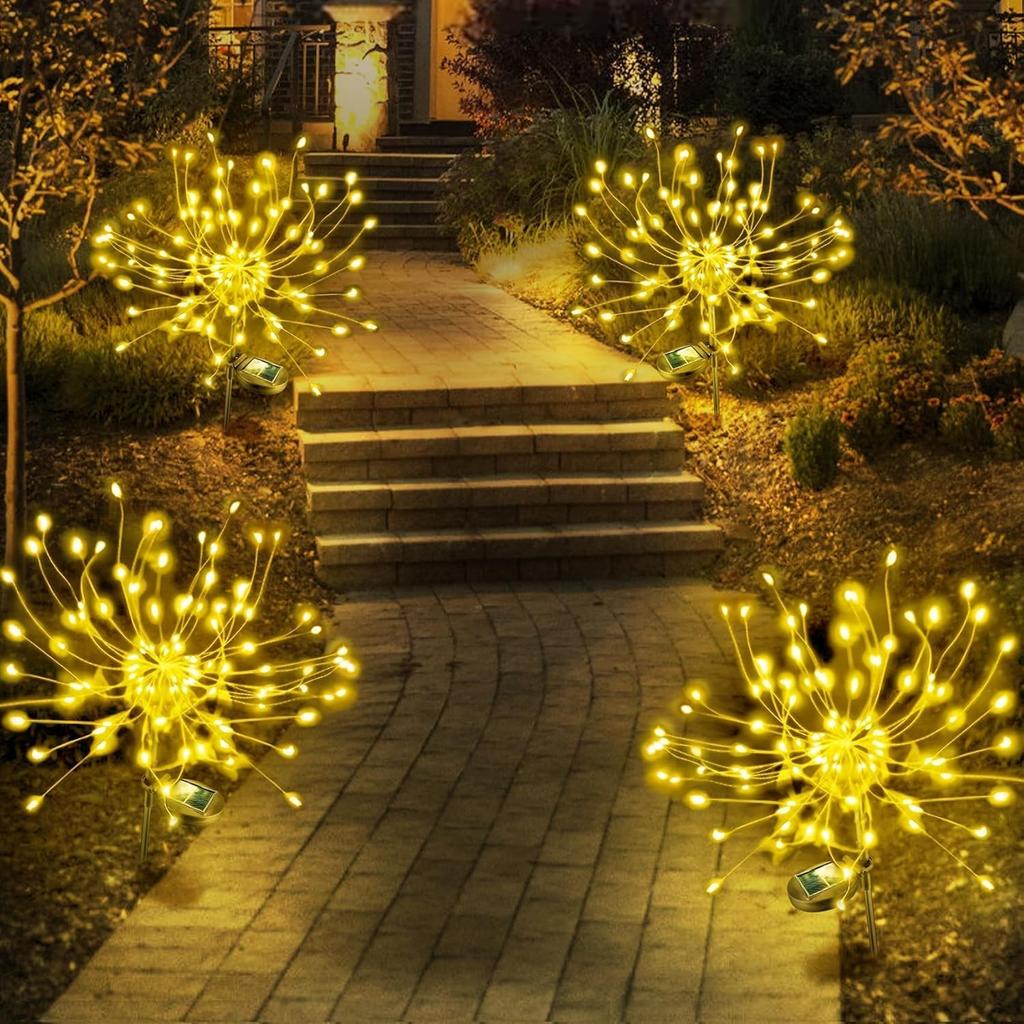 Solar LED Firework Light Solar Garden Lights Outdoor 60-420 LED Firework Beads Waterproof Colorful Lighting DIY Decoration Patio Pathway