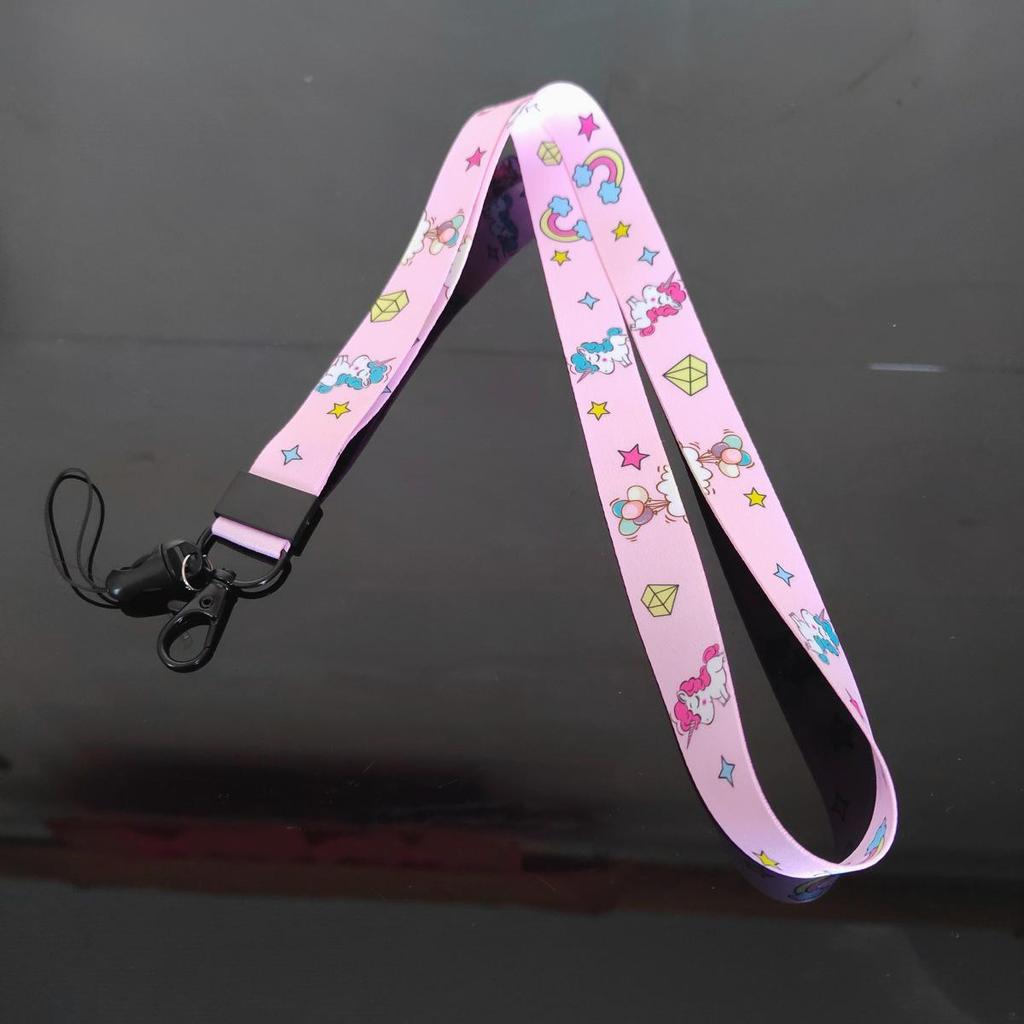 Cartoon Phone Lanyard with Heat Transfer Webbing, Mine Buckle, and Name Tag Holder for Work ID