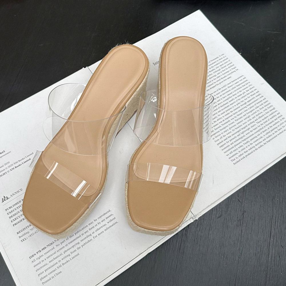 

Платформа женские туфли тапочки мода мода пайетки мода прозрачная платформа маффин низ танкетка тапочки 35 абрикосовый