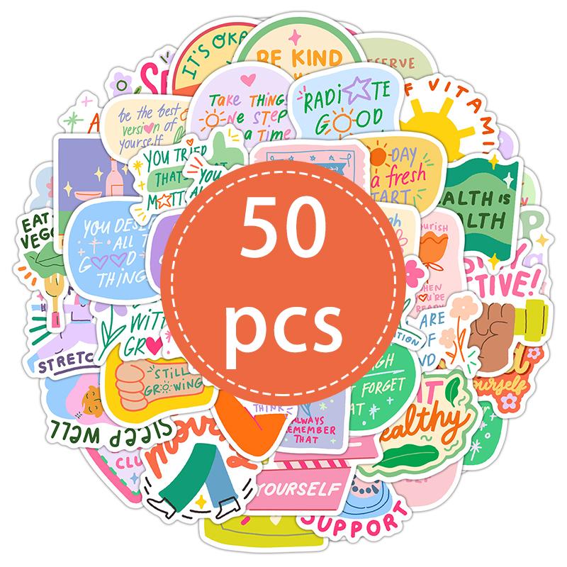 50PCS Motivational Sticker Inspirational Words Stickers Inspirational Quote Waterproof Vinyl Decals for Water Bottle Journaling
