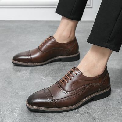 Men Business Dress Shoes Black Brown Spliced Casual Business Suit Block Shoes British Gentlemen's Banquet Social Shoes Men Shoes