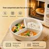 Ceramic Three-Compartment Divided Steaming Plate with Lid for Meal Prep and Weight Loss