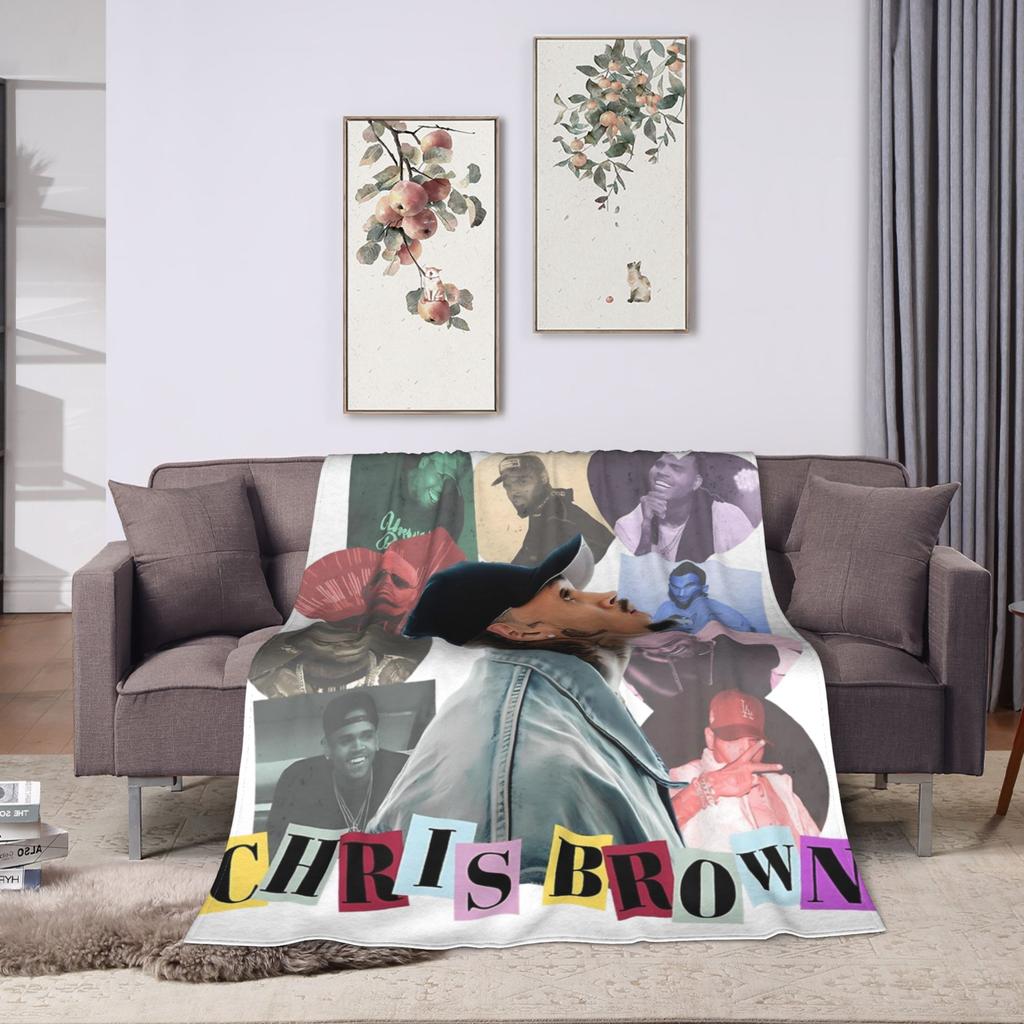 Middle Finger Vintage Chris Brown Blankets Fleece Autumn  Multi-function Super Soft Throw Blanket for Bedding Outdoor Bedspread