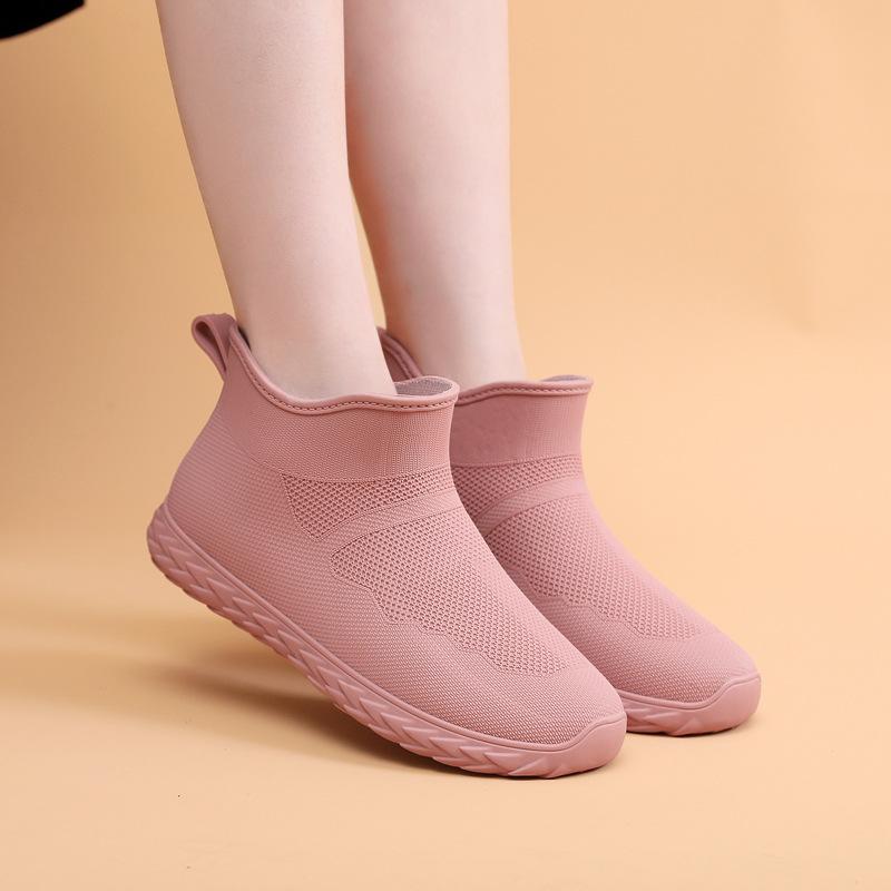 Niedrig geschnittene Regenschuhe für Damen zum Tragen in allen Jahreszeiten, modisch und schlicht, wasserdichte Schuhe mit niedrigem Schaft, weich und bequem, einfarbige Regenstiefel