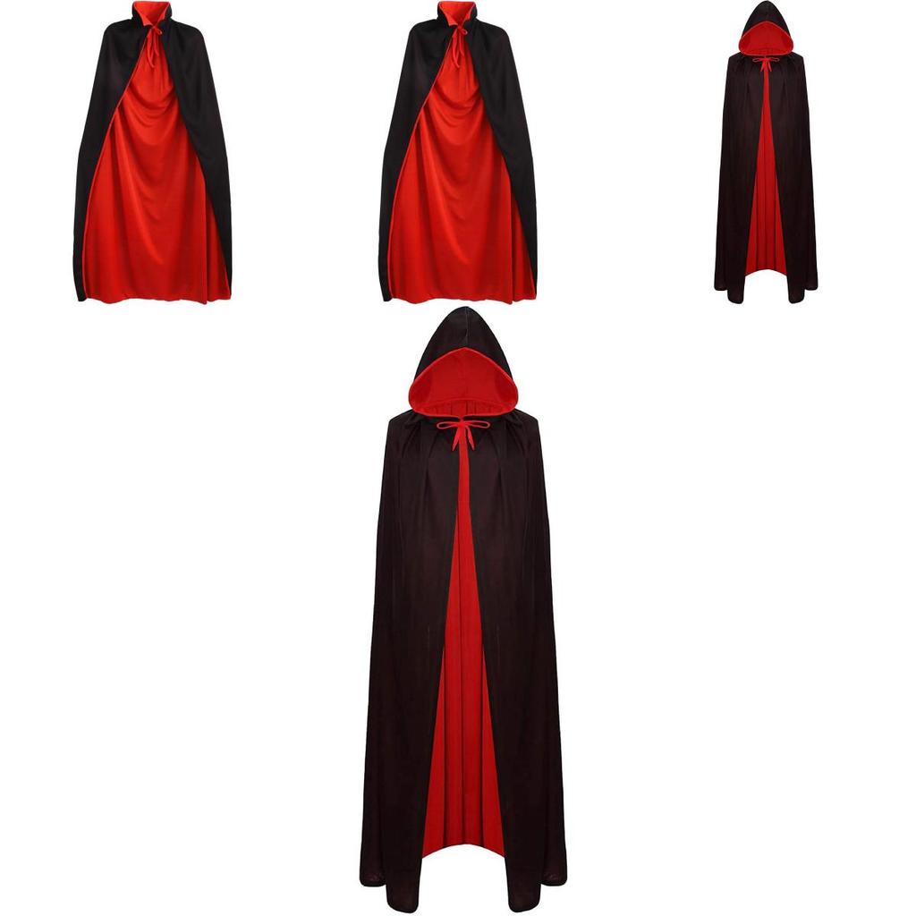 Mantello da Costume da Vampiro con Cappuccio per Halloween Cosplay Adulti Accessorio per Travestimento