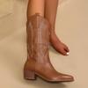Fashion Womens Shoes Cowgirl High Knee Boots 2025 New Trend Wedge Heels Embroidered Winter Shoes for Women Handmade Cowgirl Cowboy Boots