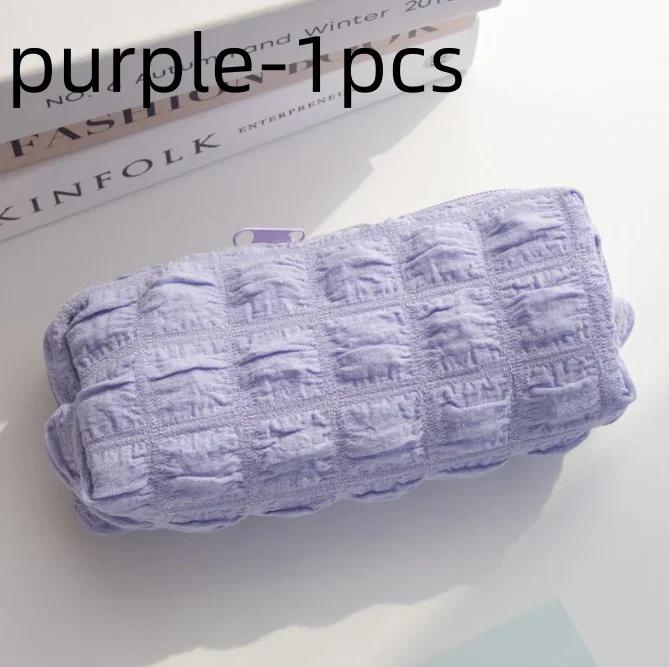 Cream Puff Pen Case Large Capacity Soft Solid Color Stationery Bag Pencil Case Fashionable and Simple Zipper Storage Clutch Bag