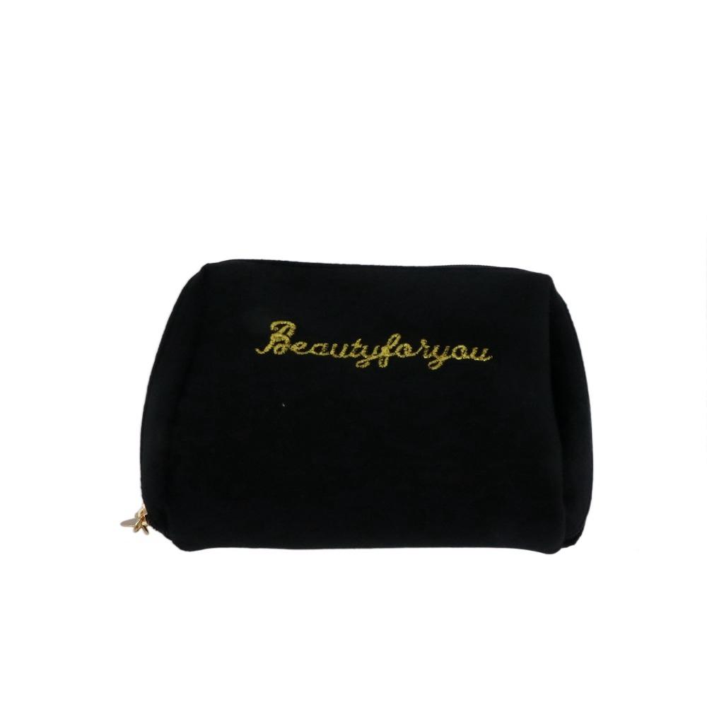 Women Zipper Simple Velvet Makeup Bags Lipstick Pouch Cosmetic Bags Handbags