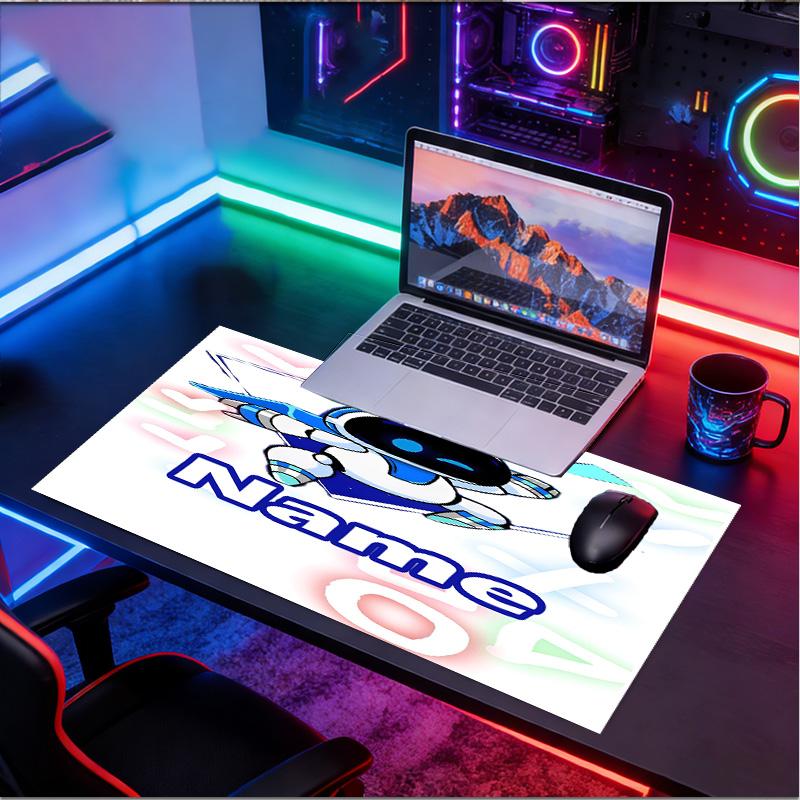 Custom Name Personalized Cosmic Bot Crew Pattern Mousepad, Laptop PC Desk Mat, Decorative Desk Mat for Home Keyboard Pad Gift