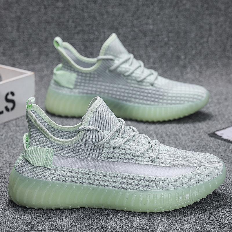Men's Flyknit Mesh Breathable Casual Running Shoes with Jelly Sole