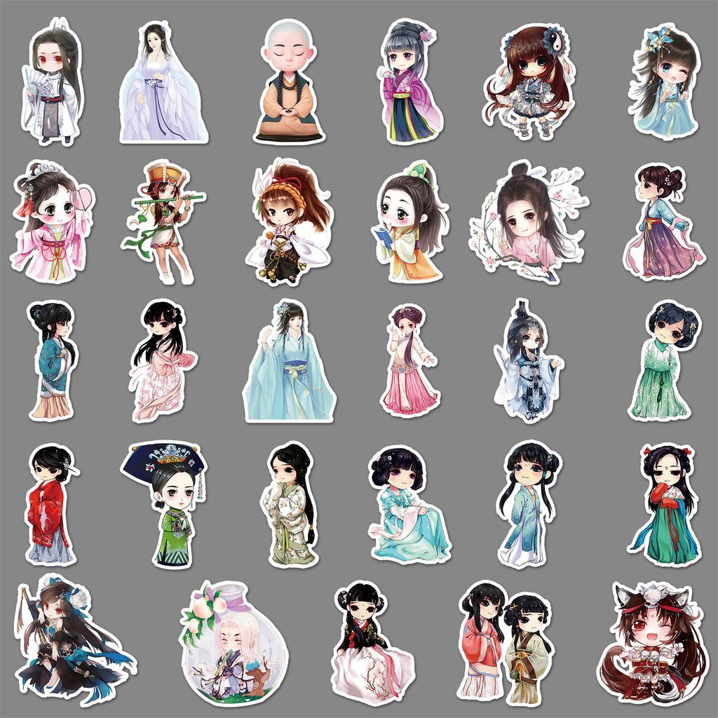 59 Chinesischer Stil Cartoon Personalisiert Wasserdichtes Notizbuch Koffer Koffer Auto Wasserdicht Dekorative Handyaufkleber