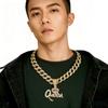 Hip Hop Zinc Alloy Crown Queen Letter Full Diamond Pendant Temperament Personality Necklace Jewelry