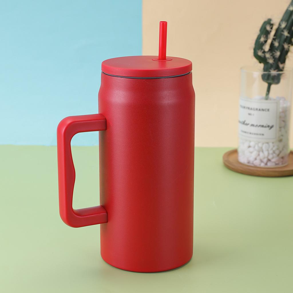 50 Oz Giant Straw Cup 304 Stainless Steel Vacuum Insulated Cup Large Capacity Portable Handle Car Cup