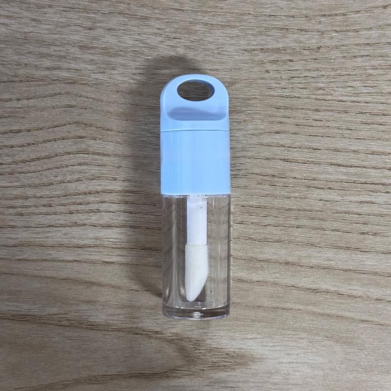 

1Pcs 4ml Transparent Plastic Lip Gloss Tube – Round, Empty Container with Large Applicator Brush синий