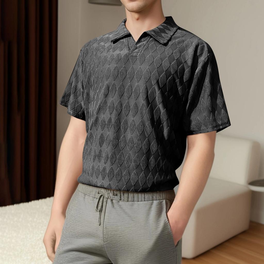 Herren Einfarbiges V-Ausschnitt Oberteil Herren Sport Kurzarmshirt