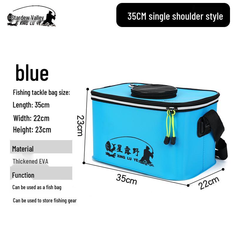 Collapsible EVA Fish Bucket with Strap - Multifunctional and Thickened Design with Built-in Keepnet