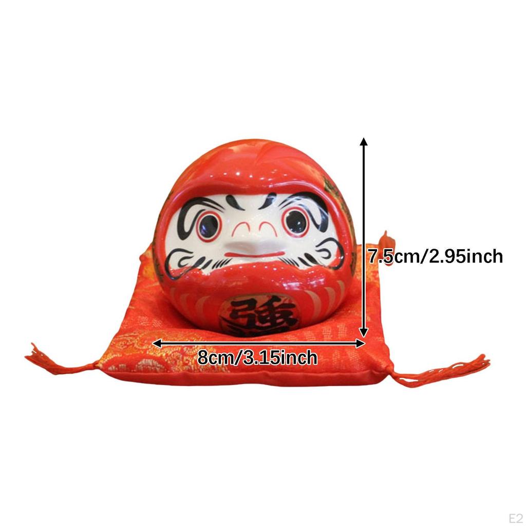 Ceramic Daruma Piggy Bank Desktop Decor Doll Japanese Figurine Saving Pot for Cafe