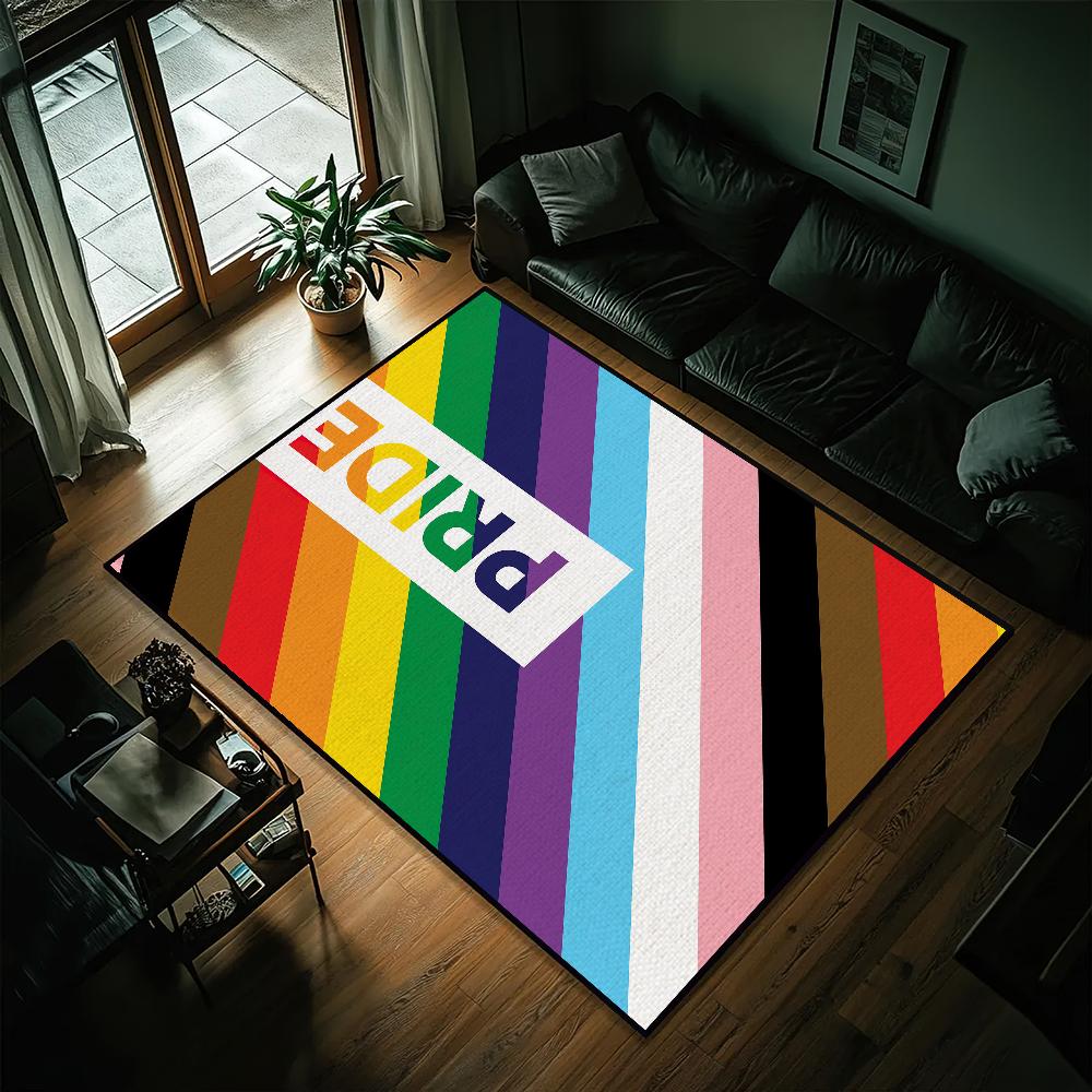 Flaga Tęczowa LGBT Pride Mata pod Drzwi Wejście Antypoślizgowa Zmywalna Dywanik Kuchenny Dywanik do Salonu Przedpokoju Dekoracja Łazienki