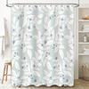 White Floral Shower Curtain With Blue Berries Bathroom Decor Waterproof Fabric Removable For Home Decoration Light Green Small S
